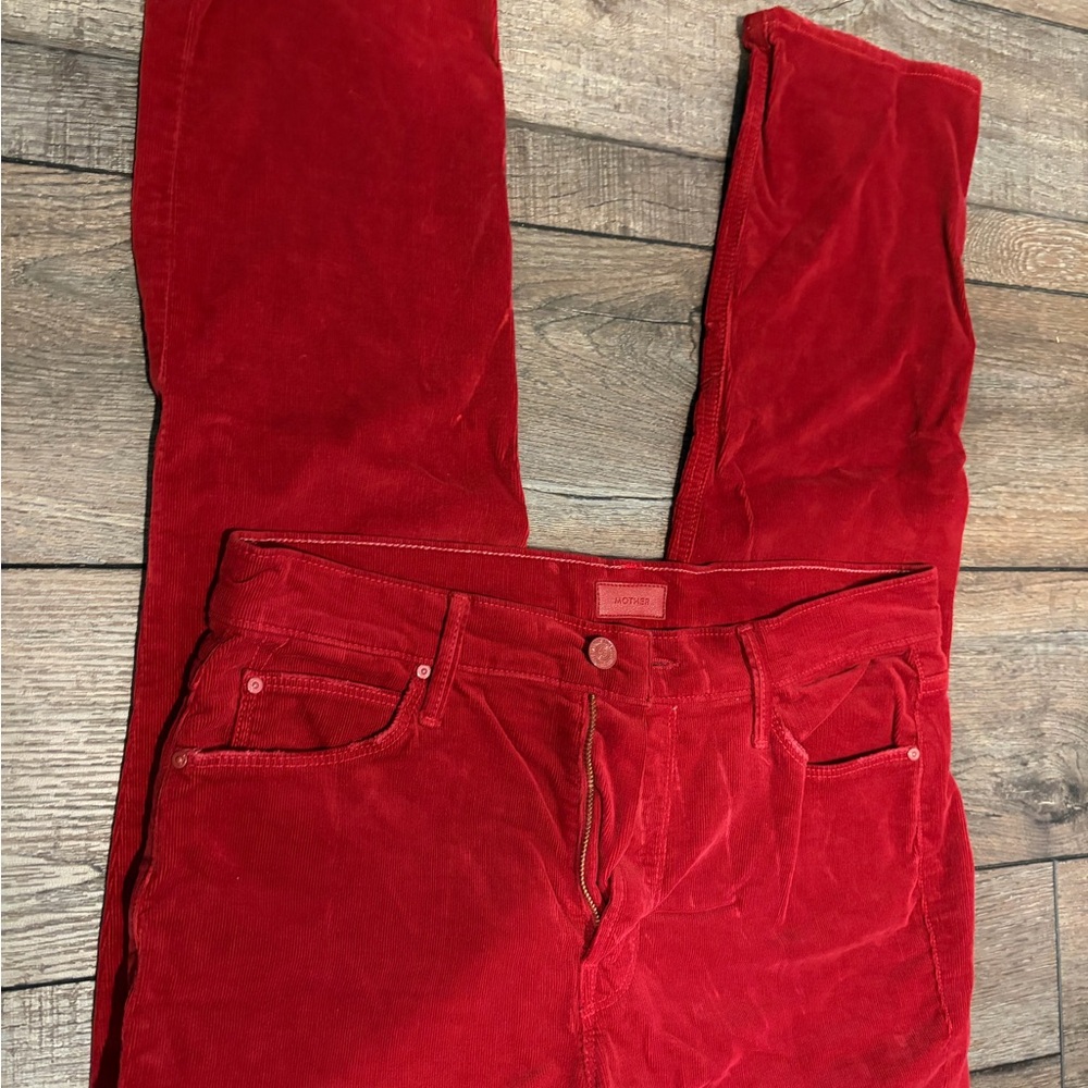MOTHER Bold Red Corduroy Pants